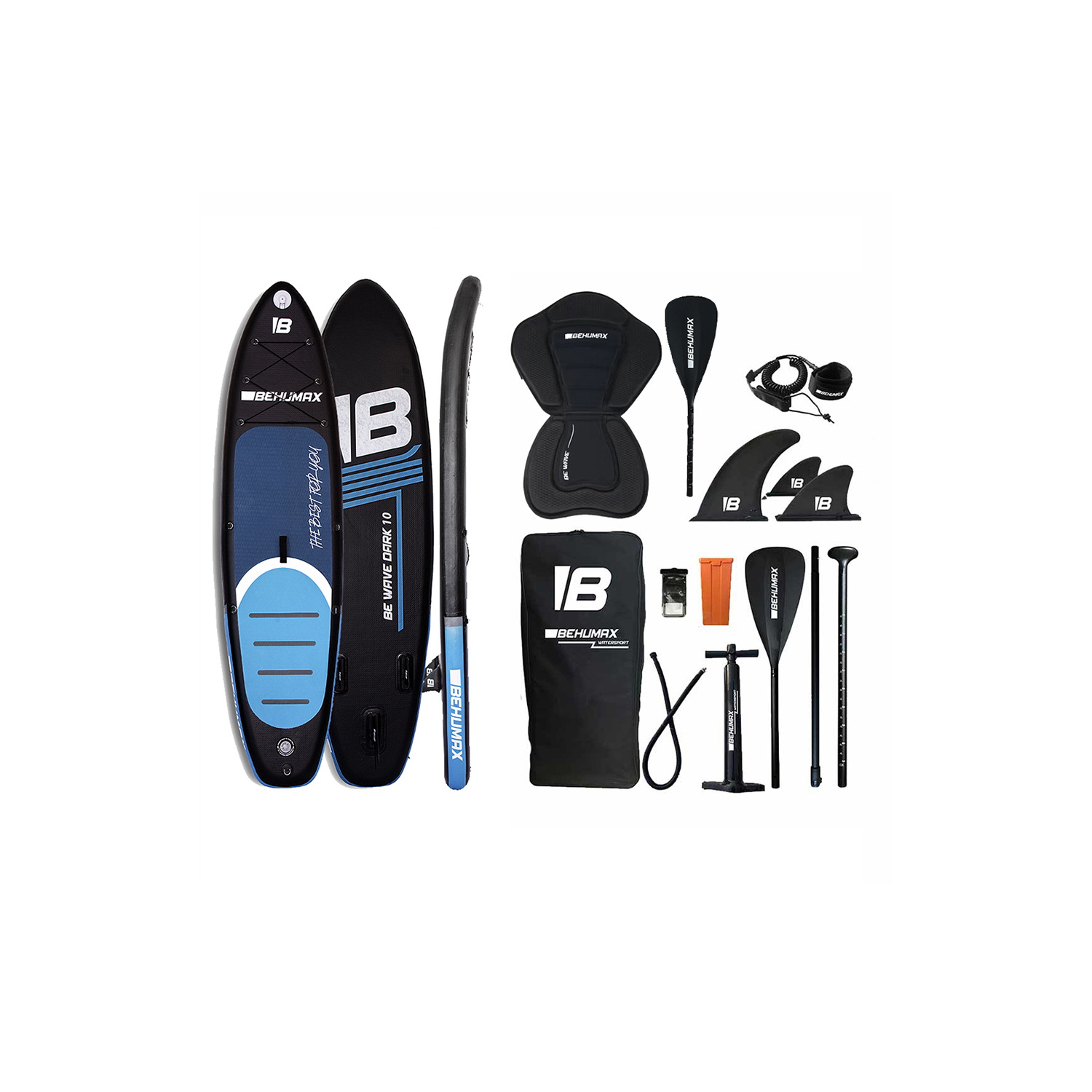 Lo mas vendido Pack Tabla Paddle Surf Dark Be Wave con asiento kayak y adaptador de remo