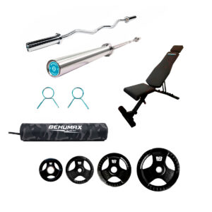 Pack accesorios para Rack (Barra Olímpica || Barra Z || Discos de asa || Pinzas de sujeción || Banco)