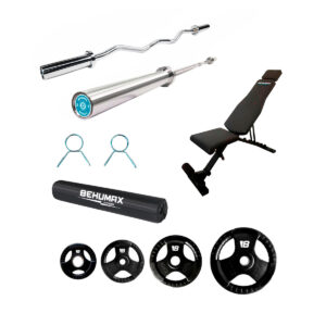 Pack accesorios para Rack (Barra Olímpica || Barra Z || Discos de asa || Pinzas de sujeción || Banco)