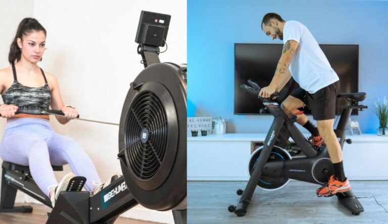 Máquina de remo y bicicleta de spinning para cardio en casa